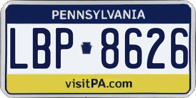 PA license plate LBP8626
