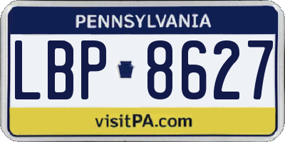 PA license plate LBP8627