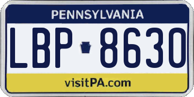 PA license plate LBP8630