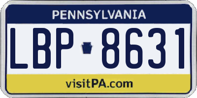 PA license plate LBP8631