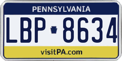 PA license plate LBP8634