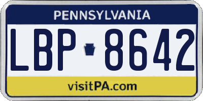 PA license plate LBP8642