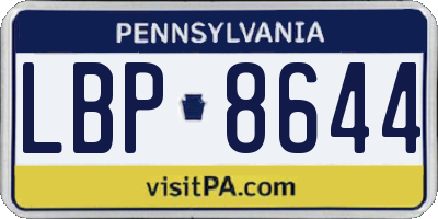 PA license plate LBP8644