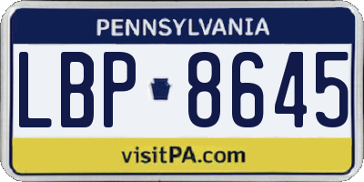 PA license plate LBP8645