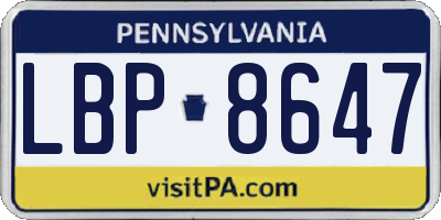PA license plate LBP8647