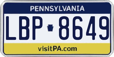 PA license plate LBP8649