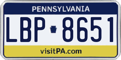 PA license plate LBP8651