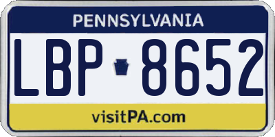 PA license plate LBP8652