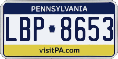 PA license plate LBP8653