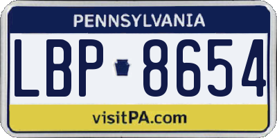 PA license plate LBP8654