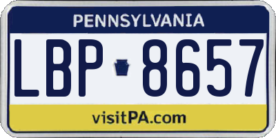 PA license plate LBP8657