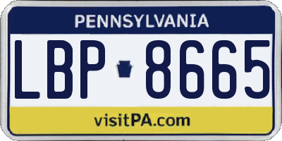 PA license plate LBP8665