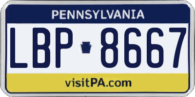 PA license plate LBP8667