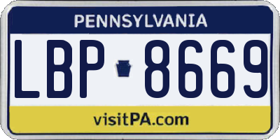 PA license plate LBP8669