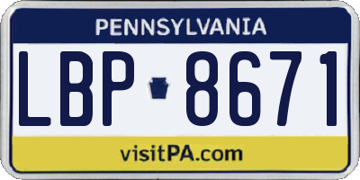 PA license plate LBP8671