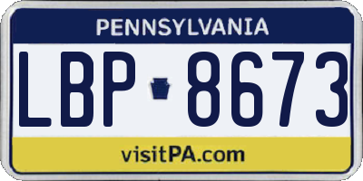 PA license plate LBP8673