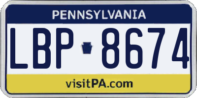 PA license plate LBP8674