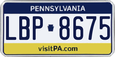 PA license plate LBP8675