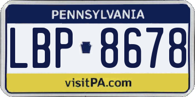 PA license plate LBP8678