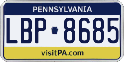 PA license plate LBP8685