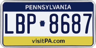 PA license plate LBP8687