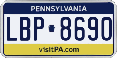 PA license plate LBP8690