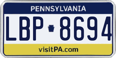 PA license plate LBP8694