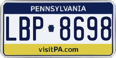 PA license plate LBP8698