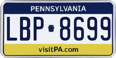 PA license plate LBP8699