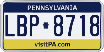 PA license plate LBP8718