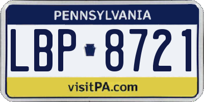 PA license plate LBP8721