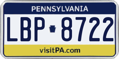 PA license plate LBP8722