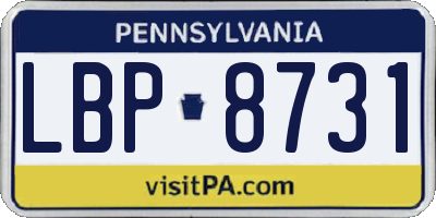PA license plate LBP8731