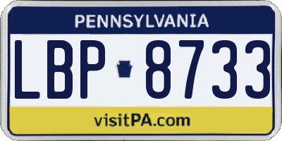 PA license plate LBP8733
