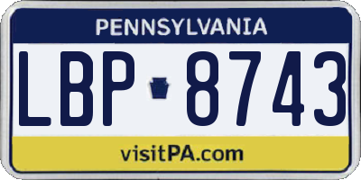 PA license plate LBP8743