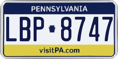 PA license plate LBP8747