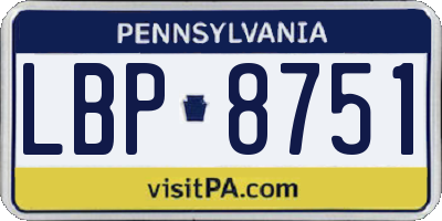 PA license plate LBP8751