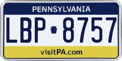 PA license plate LBP8757
