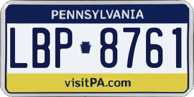 PA license plate LBP8761