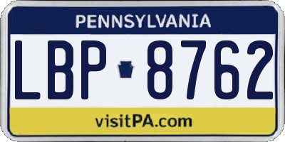 PA license plate LBP8762