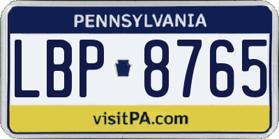 PA license plate LBP8765