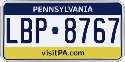 PA license plate LBP8767