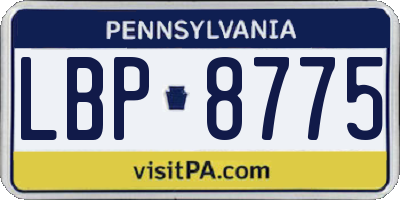 PA license plate LBP8775