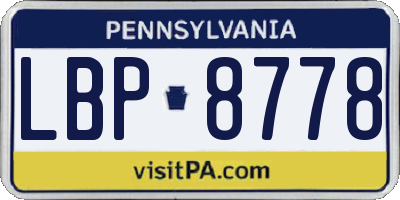 PA license plate LBP8778