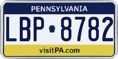 PA license plate LBP8782