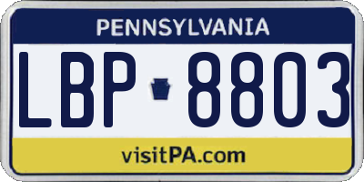 PA license plate LBP8803
