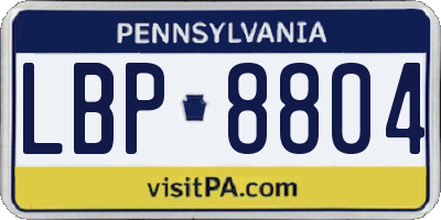 PA license plate LBP8804