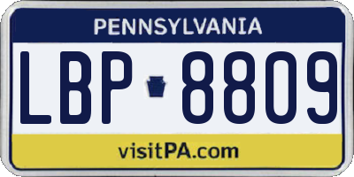 PA license plate LBP8809