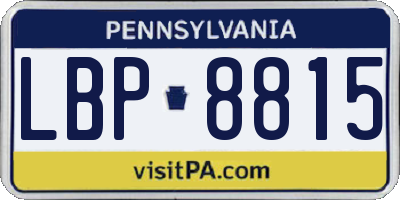 PA license plate LBP8815