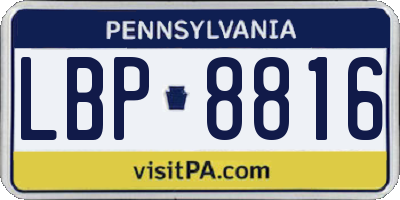 PA license plate LBP8816